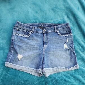 INC International Concepts Women's Distressed Light Blue Jean Shorts